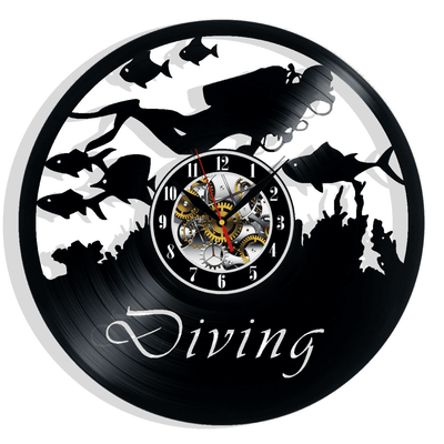 Diver Diving Vinyl Record Wall Clock Gifts For Him Her Kids Decor For Home Bedroom Bathroom Kitchen Art Surprise Ideas For Best Friends