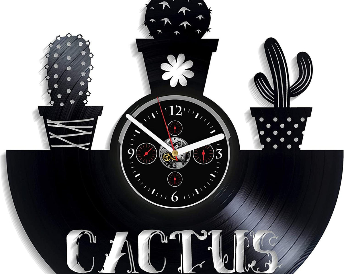 Cactus Vinyl Record Wall Clock Cactus Gift Cute Girl Bedroom Decor Birthday Gift For Woman Plant Decorations Flower Lover Gift