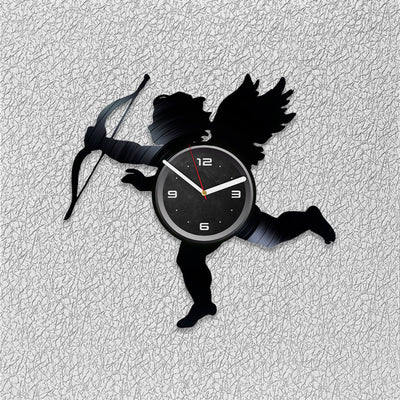 Cupid Arrow Vinyl Record Love Wall Clock Laser Cut Art Unique Decor For Home Love Wall Art Valentines Gifts For Boyfriend