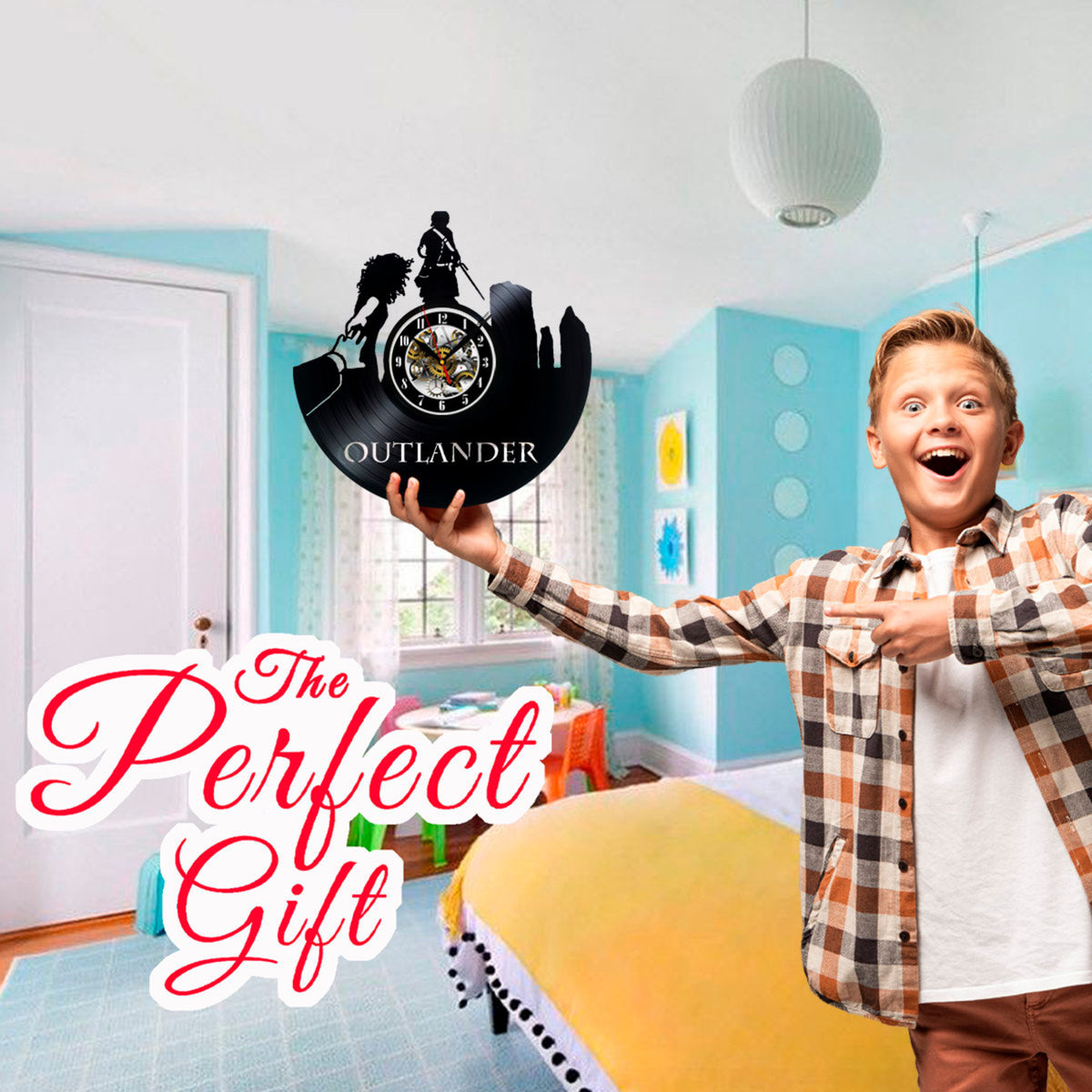 Outlander Vinyl Record Wall Clock Gifts For Him Her Kids Decor For Home Bedroom Bathroom Kitchen Art Surprise Ideas For Best Friends