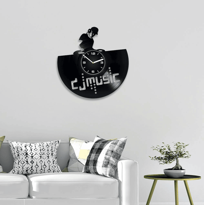 Dj Logo Vinyl Record Clock Unique Office Wall Decor Christmas Gift For Coworker Wall Hanging Art