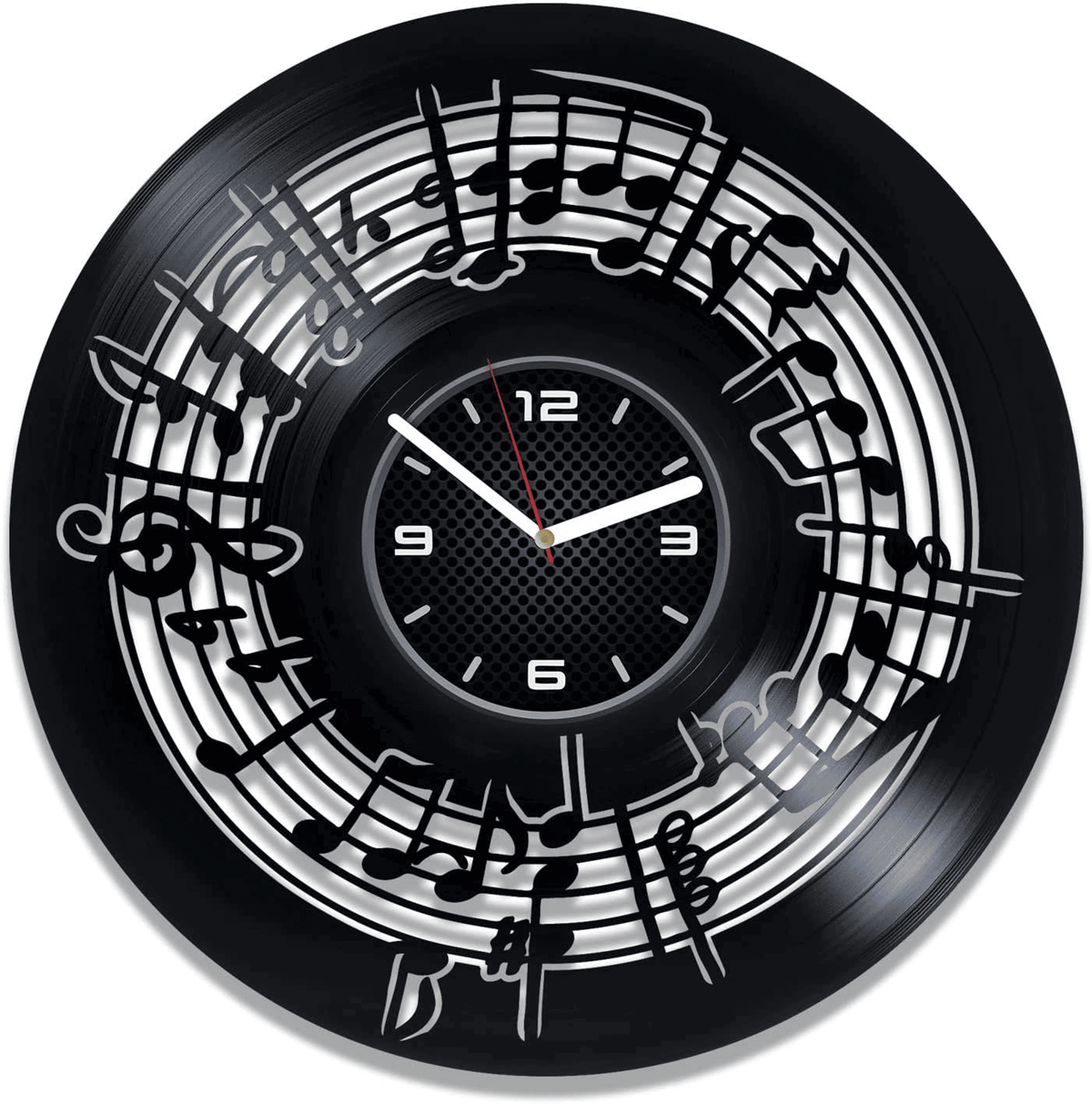Music Notes Vinyl Record Wall Clock Music Teacher Gift Music Room Wall Art Modern Decor For Bedroom Birthday Gift For Sister