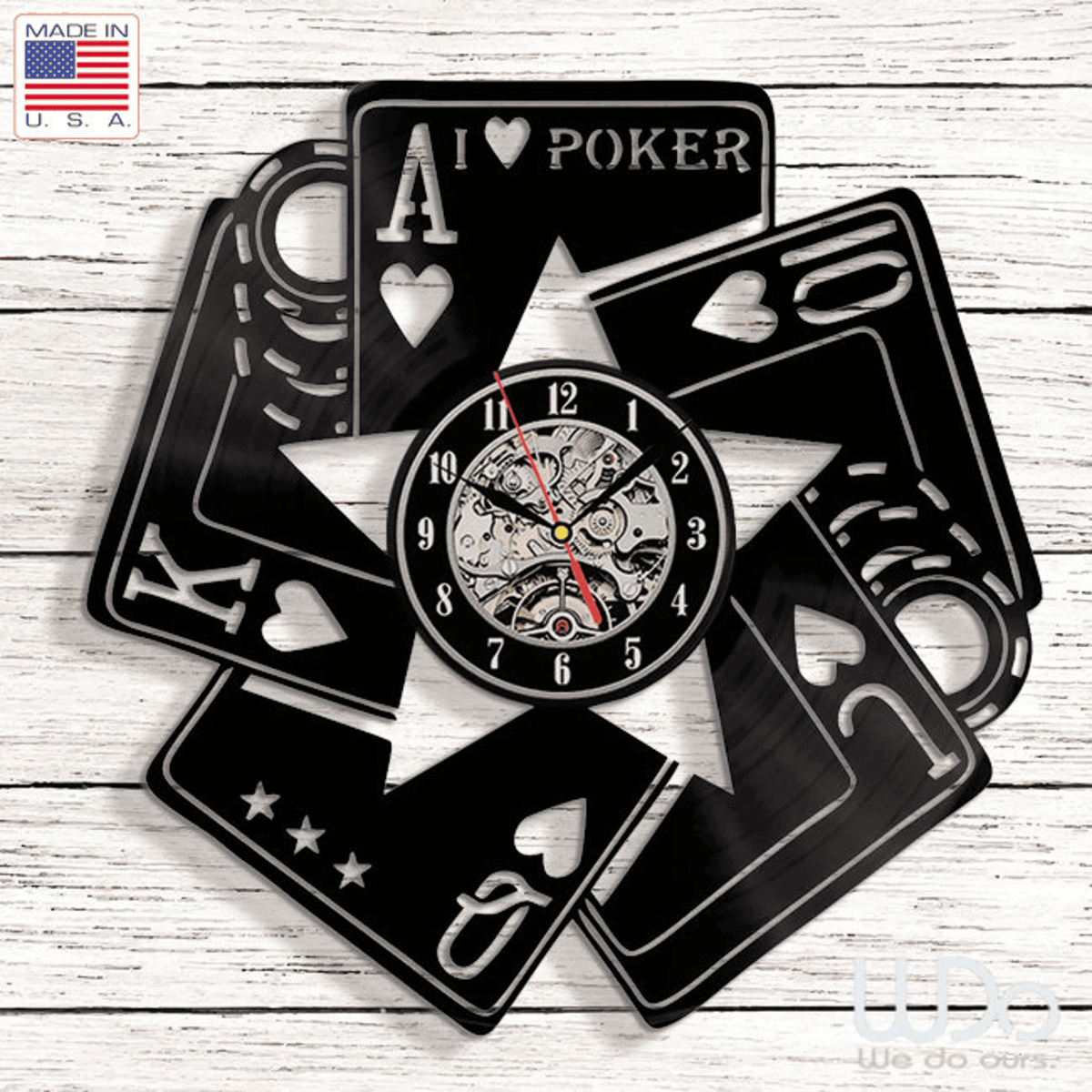 Poker Cards Vinyl Records Wall Clock Perfect Gift Birthday Xmas