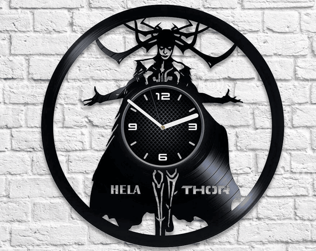 Hela Thor Vinyl Record Round Wall Clock Famous Comic Movie Fan Superheroes Room Decor Unusual Artwork For Girls New Year Gifts For Girlfriend