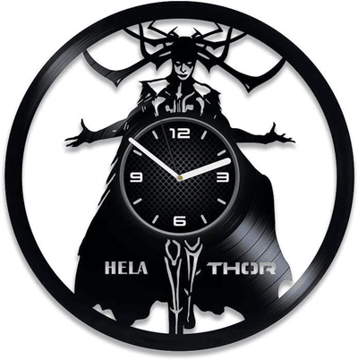 Hela Thor Vinyl Record Round Wall Clock Famous Comic Movie Fan Superheroes Room Decor Unusual Artwork For Girls New Year Gifts For Girlfriend