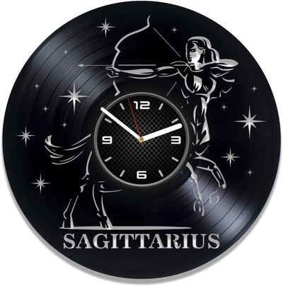 Sagittarius Vinyl Record Clock Astrology Signs Contemporary Decor For Women Room Anniversary Gift For Girlfriend