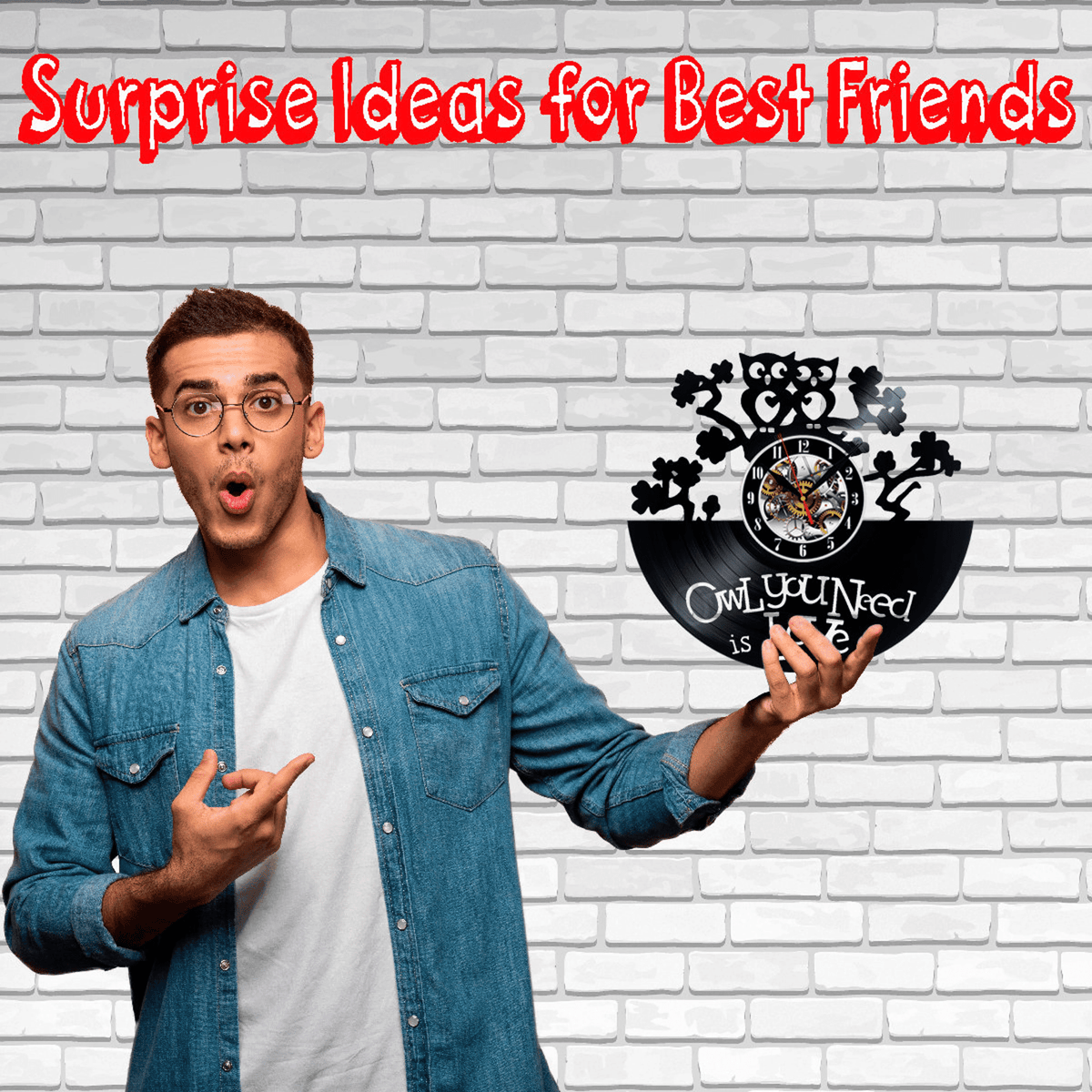 Owl Love Vinyl Record Wall Clock Gifts For Him Her Kids Decor For Home Bedroom Bathroom Kitchen Art Surprise Ideas For Best Friends