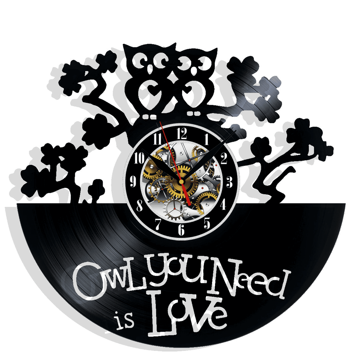 Owl Love Vinyl Record Wall Clock Gifts For Him Her Kids Decor For Home Bedroom Bathroom Kitchen Art Surprise Ideas For Best Friends