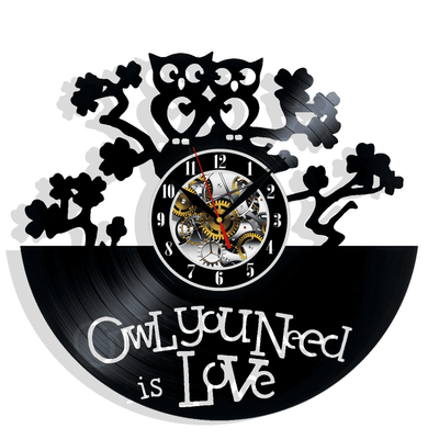Owl Love Vinyl Record Wall Clock Gifts For Him Her Kids Decor For Home Bedroom Bathroom Kitchen Art Surprise Ideas For Best Friends