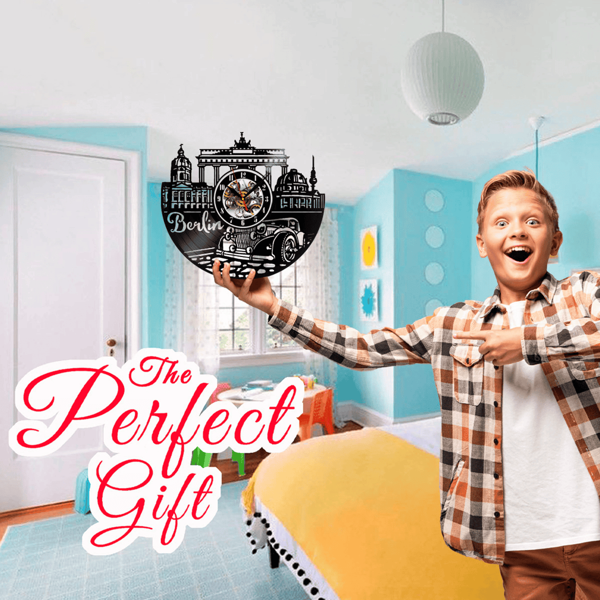 Berlin City Vinyl Record Wall Clock Gifts For Him Her Kids Decor For Home Bedroom Bathroom Kitchen Art Surprise Ideas For Friends