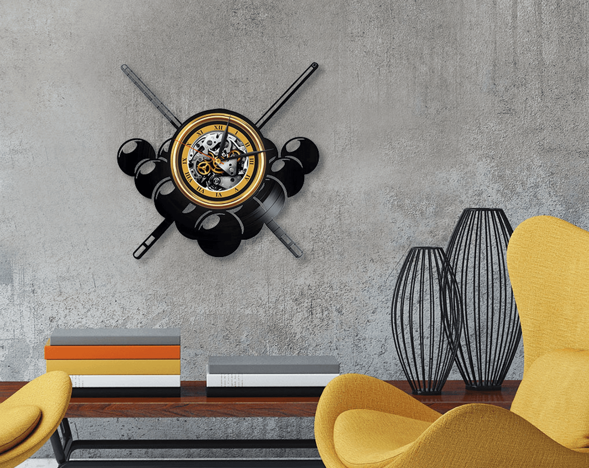 Billiard Vinyl Record Wall Clock Billiard Room D���������cor Modern Art For Men Room Christmas Gift For Husband