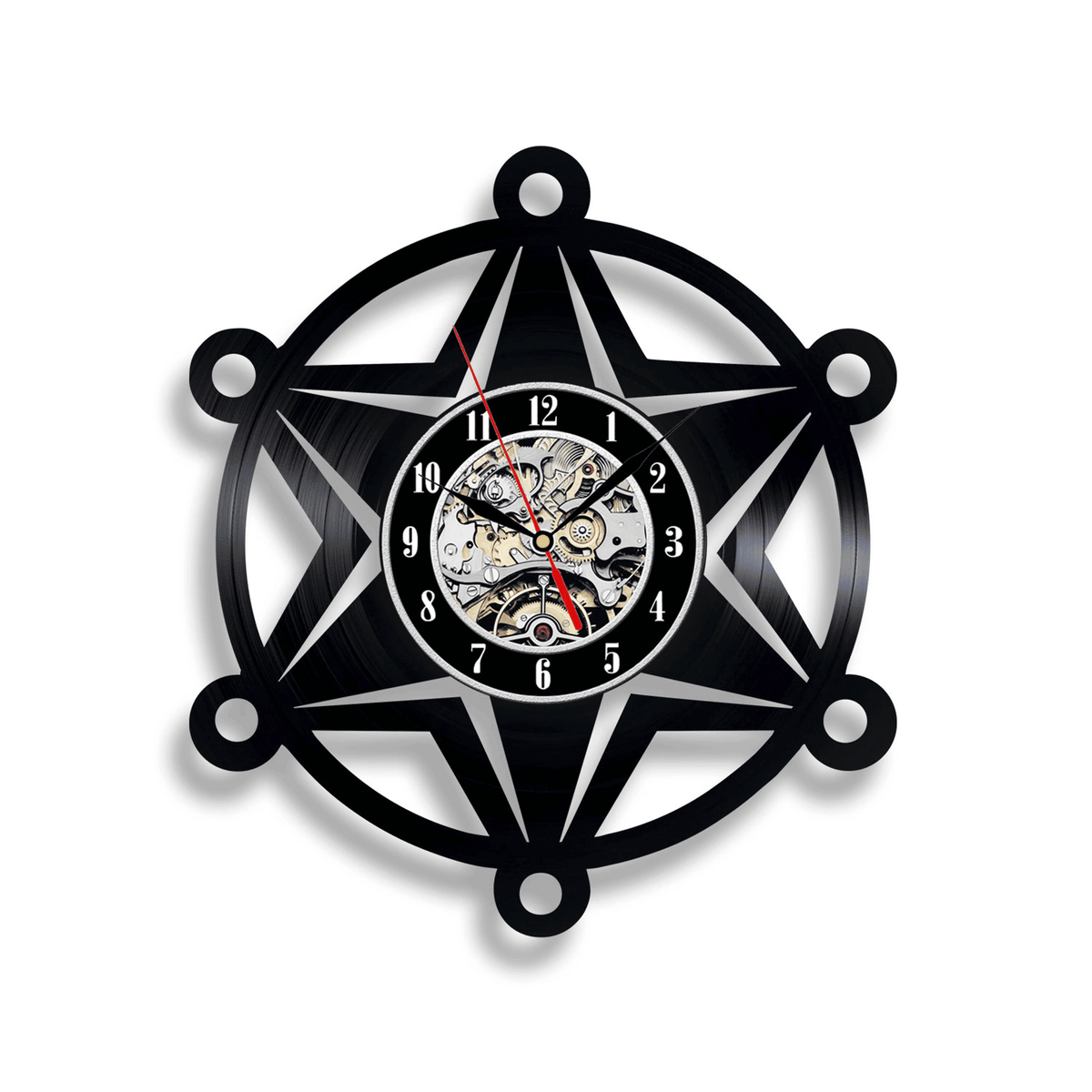 Sheriff Badge Vinyl Record Clock Modern Office Decor Laser Cut Wall Art Retirement Gifts For Coworker