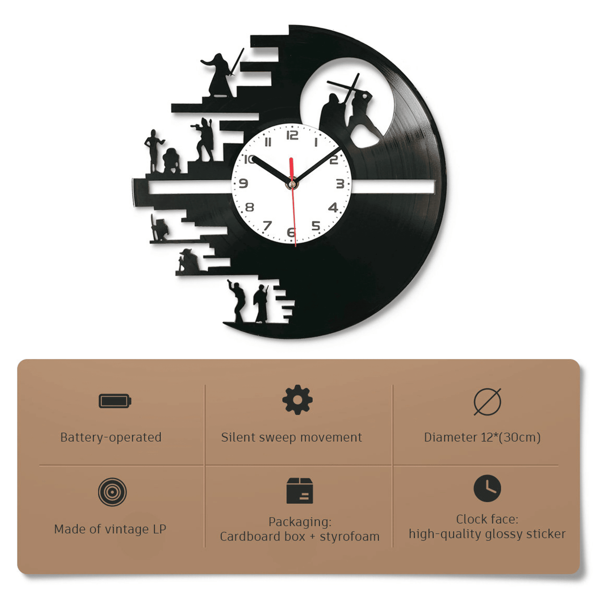 Creative Gun Vinyl Record Clock With Bright Led Lights Room Decoration Unique Design Clock Birthday Gift