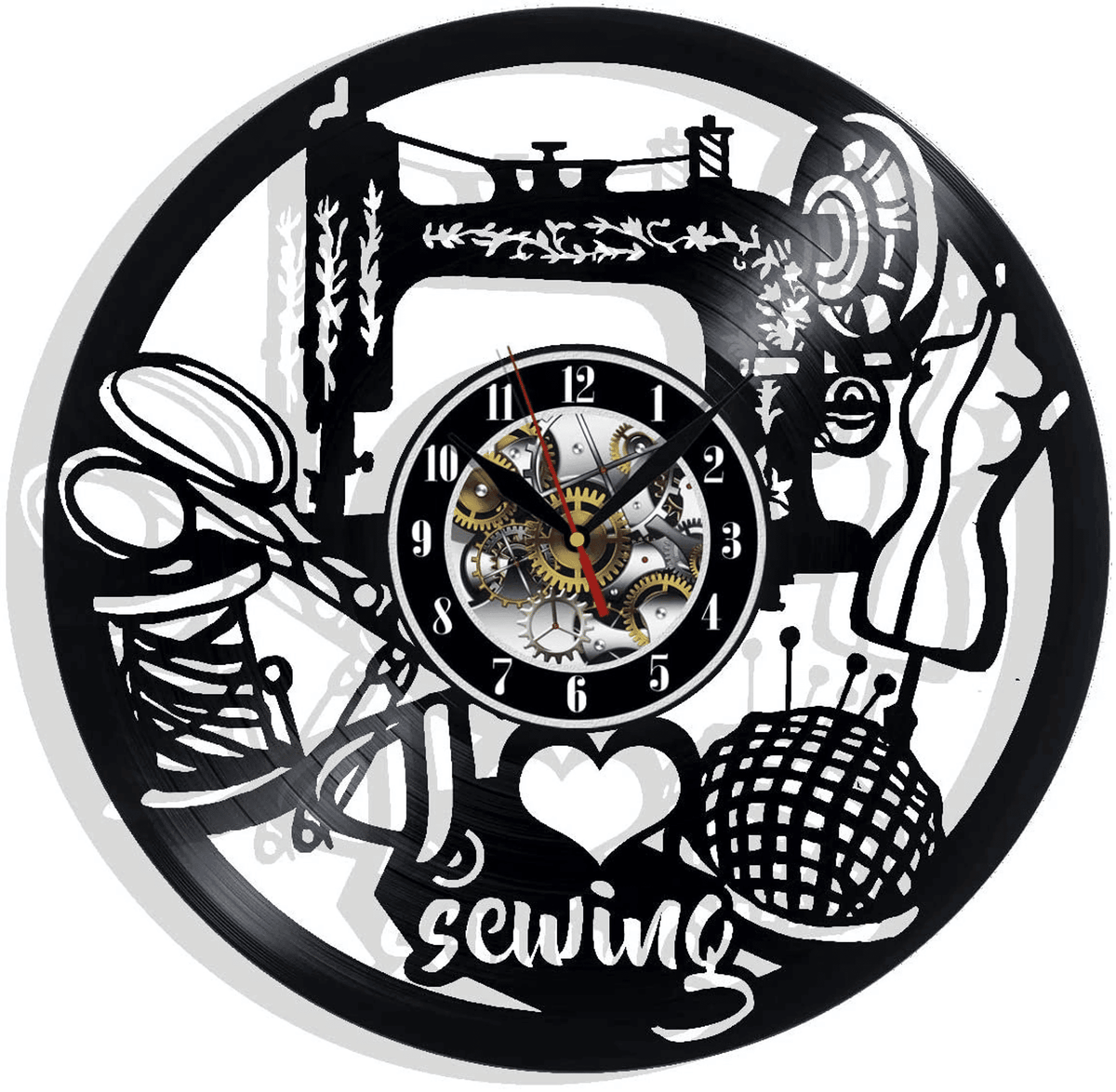 I Love Sewing Vinyl Record Wall Clock Gifts For Him Her Kids Decor For Home Bedroom Bathroom Kitchen Art Surprise Ideas Friends
