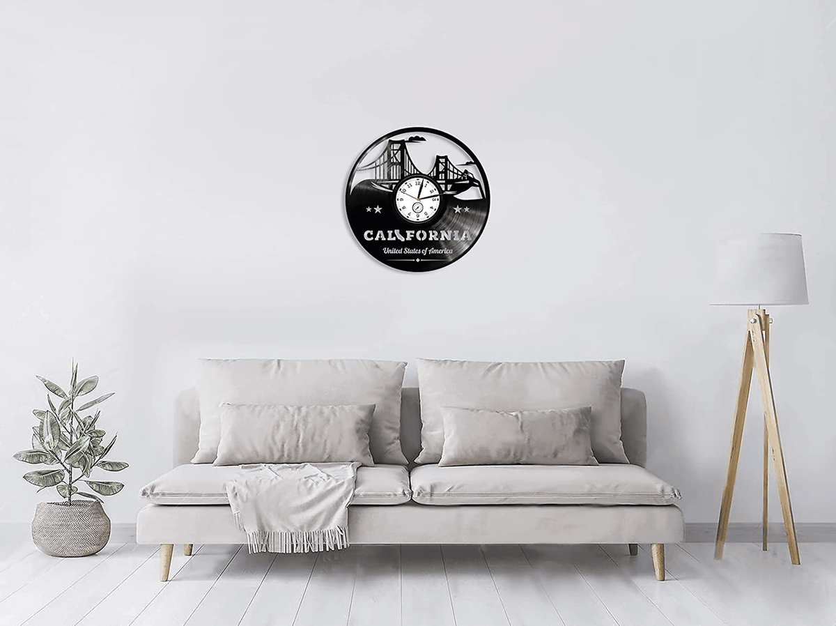 California Vinyl Record Wall Clock Travel Wall Art Unusual Decor For Men Bedroom Birthday Gift For Friend Usa Decor