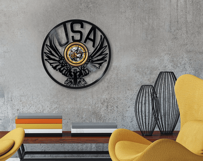 Usa Eagle Vinyl Record Original Clock Retro Home Decor Laser Cut Wall Hanging Art Birthday Gift For Best Friend