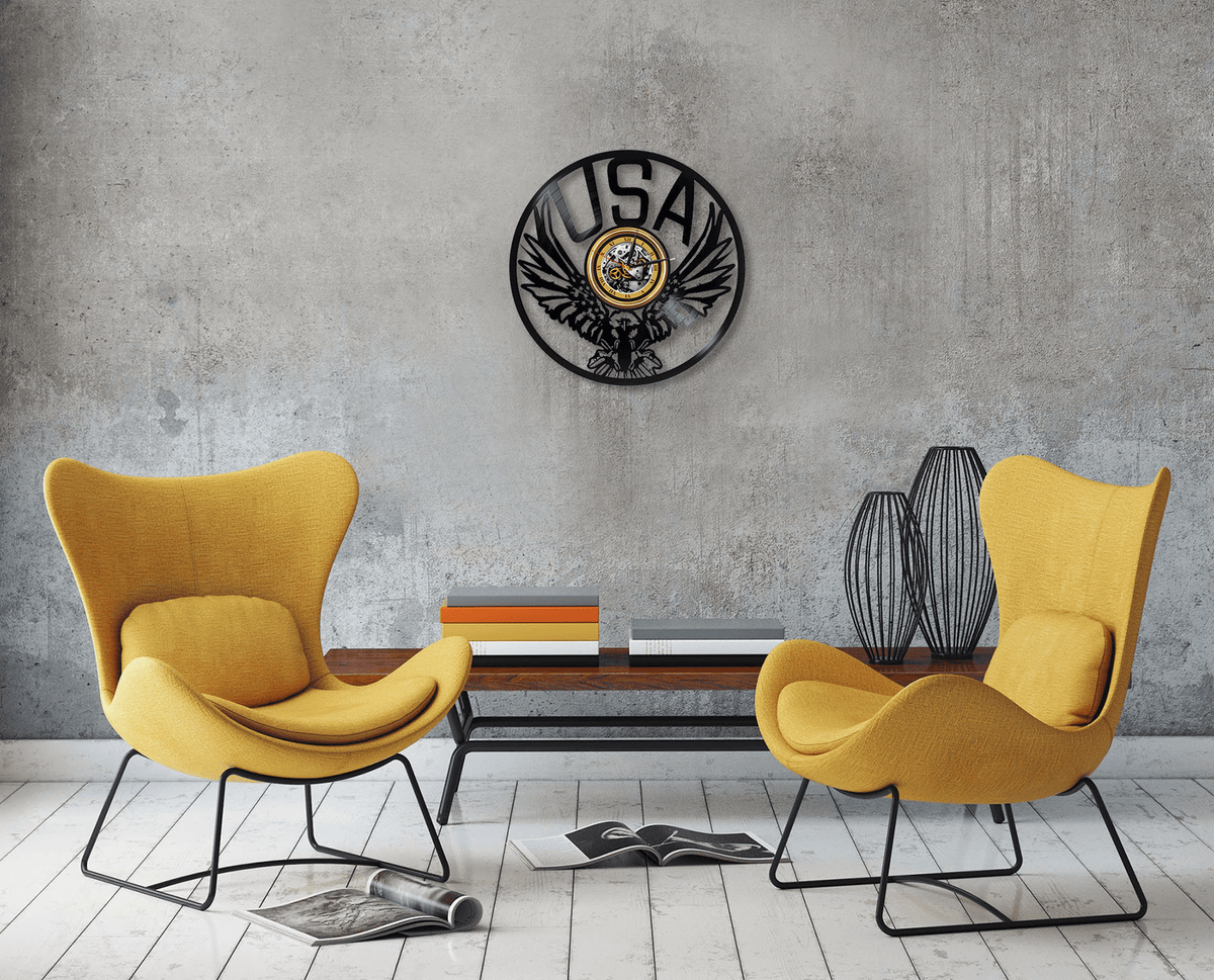 Usa Eagle Vinyl Record Original Clock Retro Home Decor Laser Cut Wall Hanging Art Birthday Gift For Best Friend