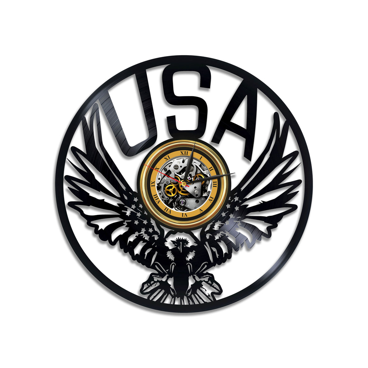 Usa Eagle Vinyl Record Original Clock Retro Home Decor Laser Cut Wall Hanging Art Birthday Gift For Best Friend
