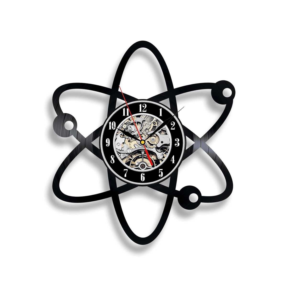Atom Science Vinyl Record Wall Clock Modern Laboratory Art Original Chemistry Decor Halloween Gift For Teacher