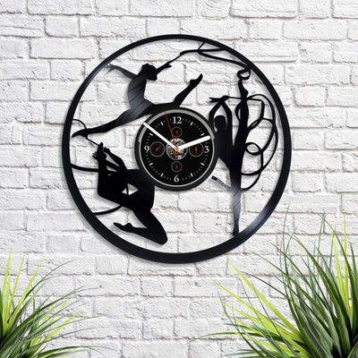 Gymnastics Vinyl Record Clock Creative Wall Decor For Girl Wedding Gift For Bride Ballet Art Baby Shower Gift Sports Girl