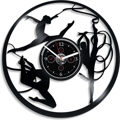 Gymnastics Vinyl Record Clock Creative Wall Decor For Girl Wedding Gift For Bride Ballet Art Baby Shower Gift Sports Girl