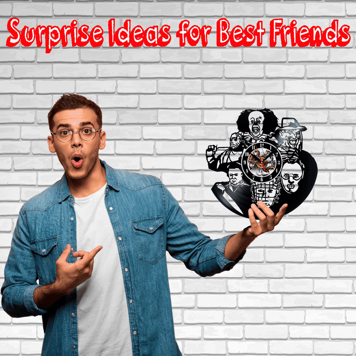Halloween Horror Movie Vinyl Record Wall Clock Gifts For Him Her Kids Decor For Home Bedroom Kitchen Art Surprise Ideas For Best Friends