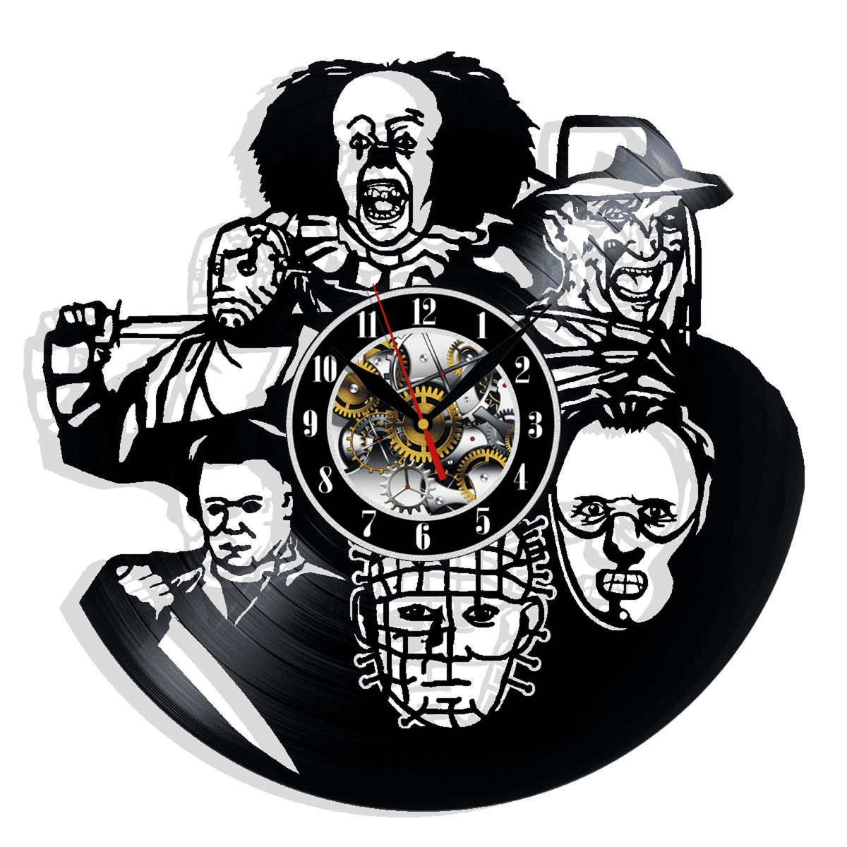 Halloween Horror Movie Vinyl Record Wall Clock Gifts For Him Her Kids Decor For Home Bedroom Kitchen Art Surprise Ideas For Best Friends