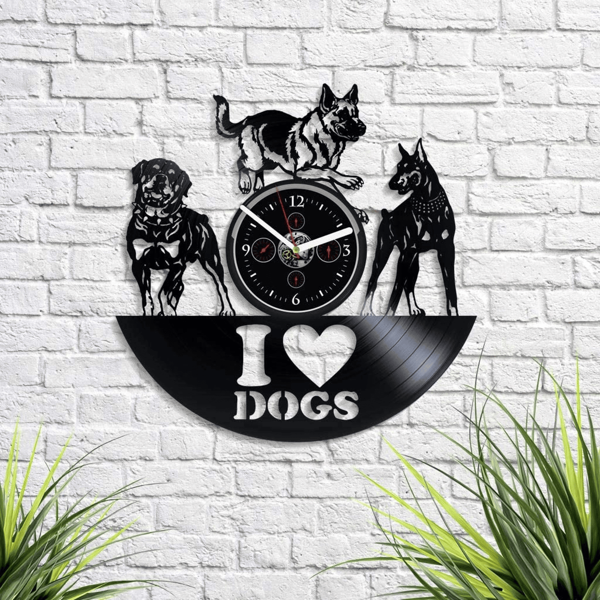 I Love Dogs Vinyl Record Clock Modern Decor For Living Room Birthday Gift For Mom Animal Lover Gift Boy Room Decor