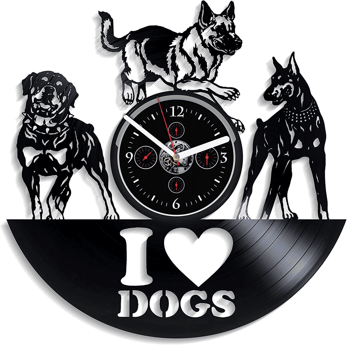 I Love Dogs Vinyl Record Clock Modern Decor For Living Room Birthday Gift For Mom Animal Lover Gift Boy Room Decor
