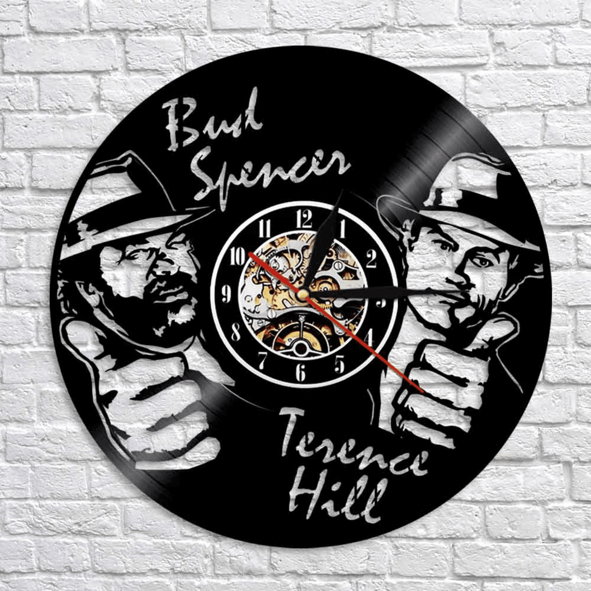 Bud Spencer Terence Hill Vinyl Record Clock With Bright Led Lights Room Decoration Unique Design Clock Birthday Gift