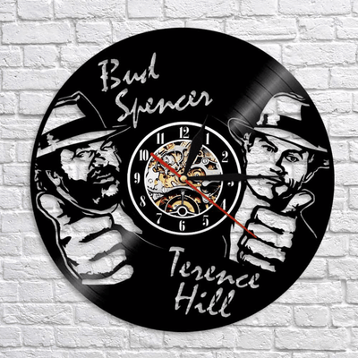 Bud Spencer Terence Hill Vinyl Record Clock With Bright Led Lights Room Decoration Unique Design Clock Birthday Gift