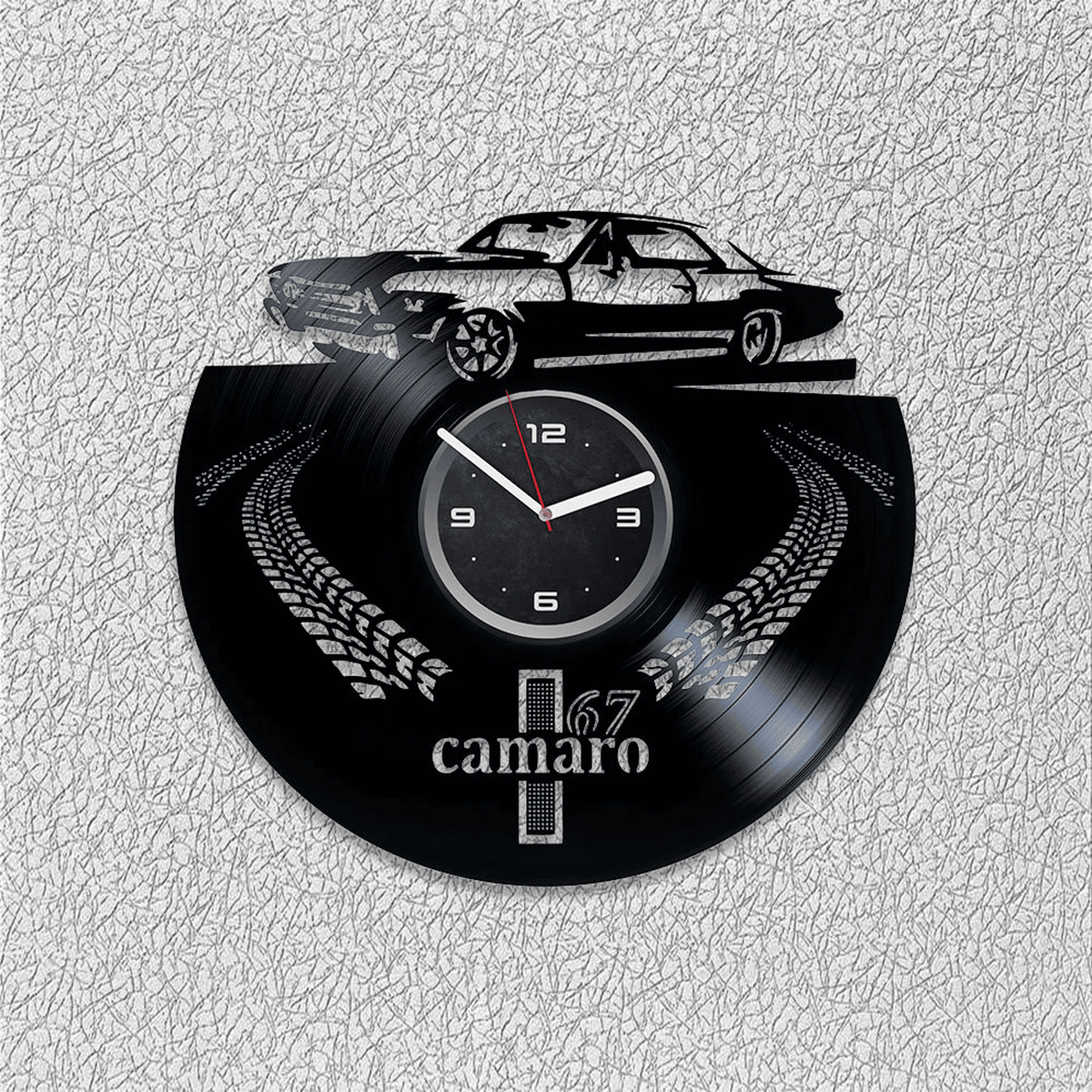 Car Vinyl Record Black Wall Clock Car Wall Art Original Decor For Man Cave Car Lover Gift For Man Retirement Gifts For Coworkers