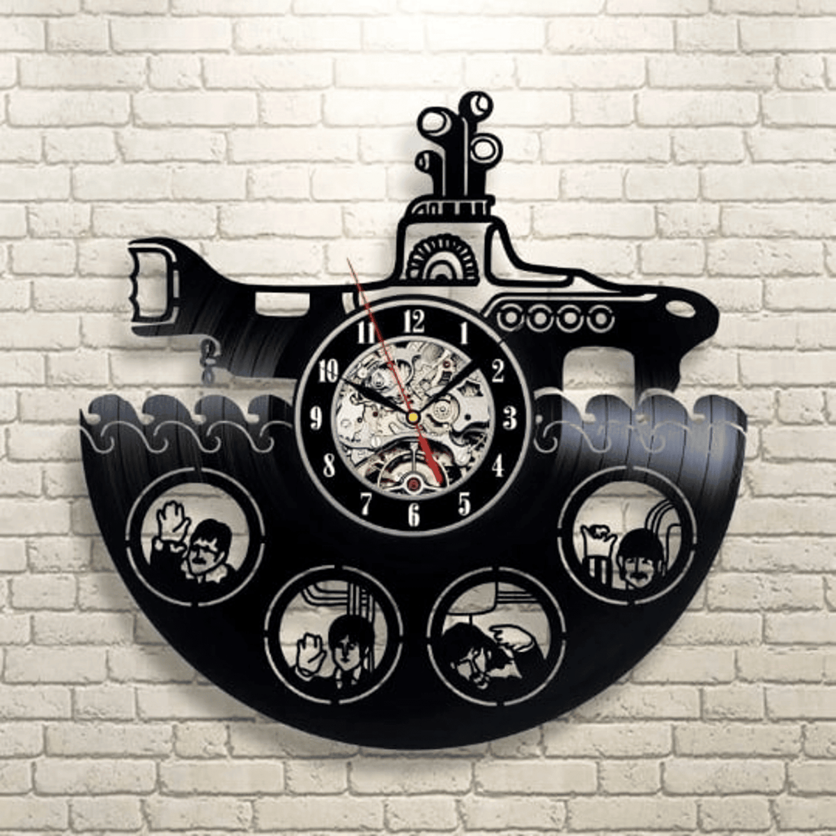 Music Band Yellow Submarine Vinyl Record Wall Clock, Music Band Wall Decor, Original Wall Art For Home, Anniversary Gift For Husband, John Lennon