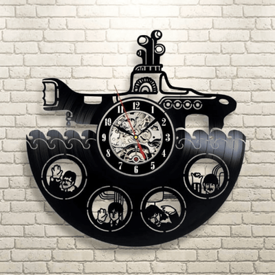 Music Band Yellow Submarine Vinyl Record Wall Clock, Music Band Wall Decor, Original Wall Art For Home, Anniversary Gift For Husband, John Lennon