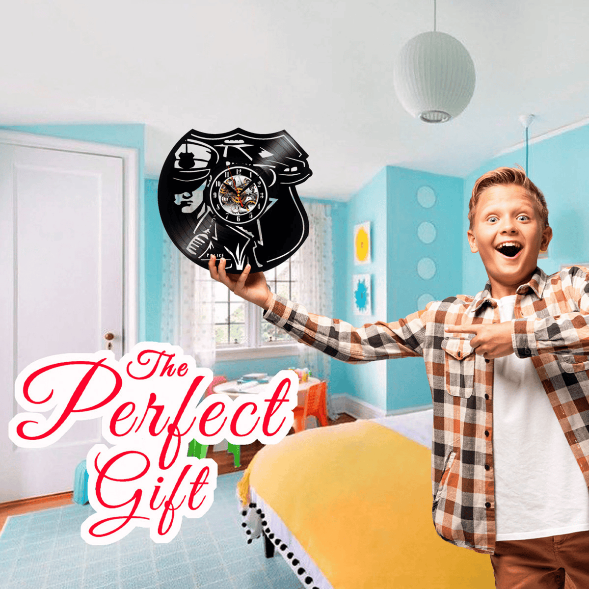 Police Policeman Vinyl Record Wall Clock Gifts For Him Her Kids Decor For Home Bedroom Bathroom Kitchen Surprise Ideas For Best Friends