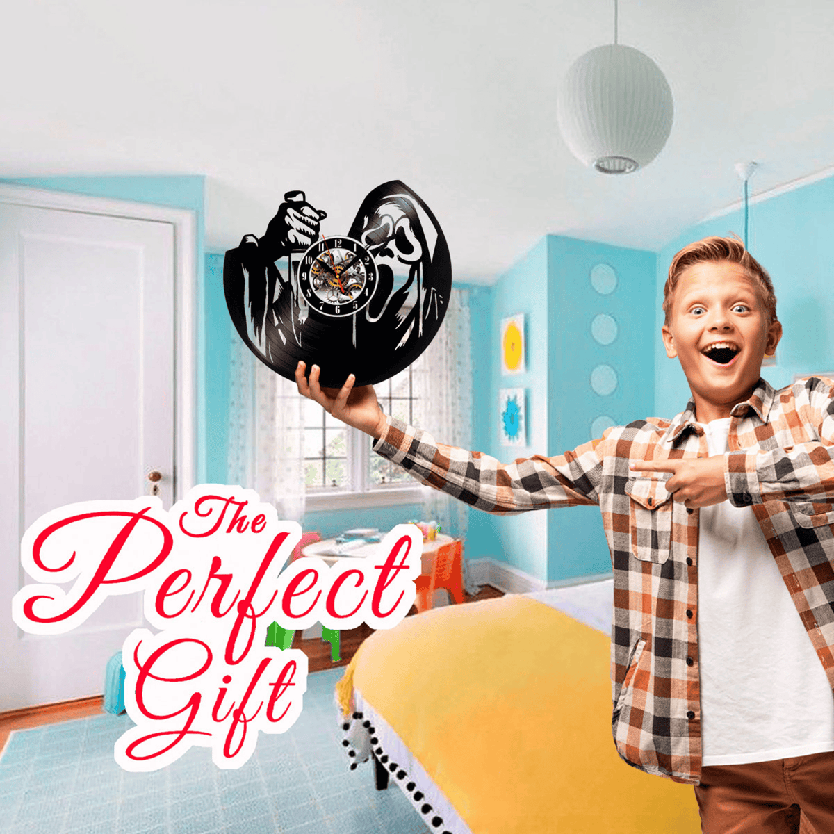 Halloween Horror Movie Vinyl Record Wall Clock Gifts For Him Her Kids Decor For Home Bedroom Kitchen Art Surprise Ideas For Best Friends