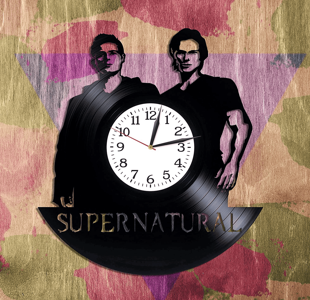 Supernatural Vinyl Record Black Wall Clock Tv Show Artworkoriginal Bedroom Decor For Girl Supernatural Art Engagement Gifts For Her
