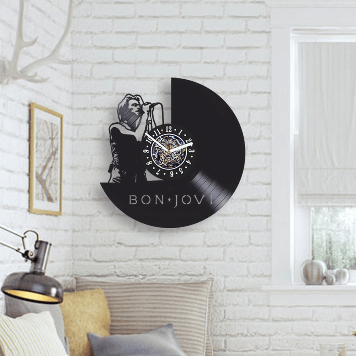 Bon Jovi Vinyl Record Wall Clock, American Rock Band, Unique Music Lovers Decor For Home, Vintage Wall Art, Birthday Gift Idea For Dad