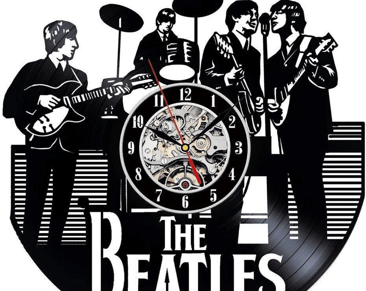 Music Band Vinyl Record Wall Clock Music Room Decor Unusual Decor For Office Birthday Gift For Her I Saw Her Standing There Taxman This Boy