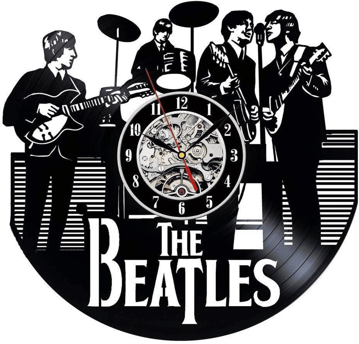 Music Band Vinyl Record Wall Clock Music Room Decor Unusual Decor For Office Birthday Gift For Her I Saw Her Standing There Taxman This Boy