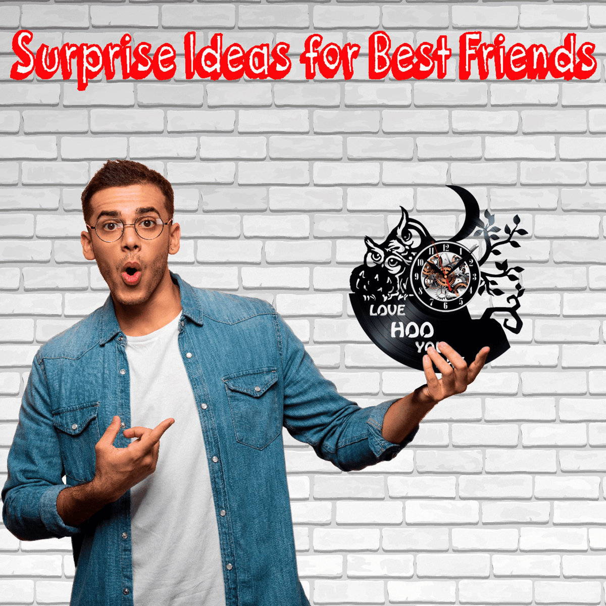 Owl Love Vinyl Record Wall Clock Gifts For Him Her Kids Decor For Home Bedroom Bathroom Kitchen Art Surprise Ideas For Best Friends