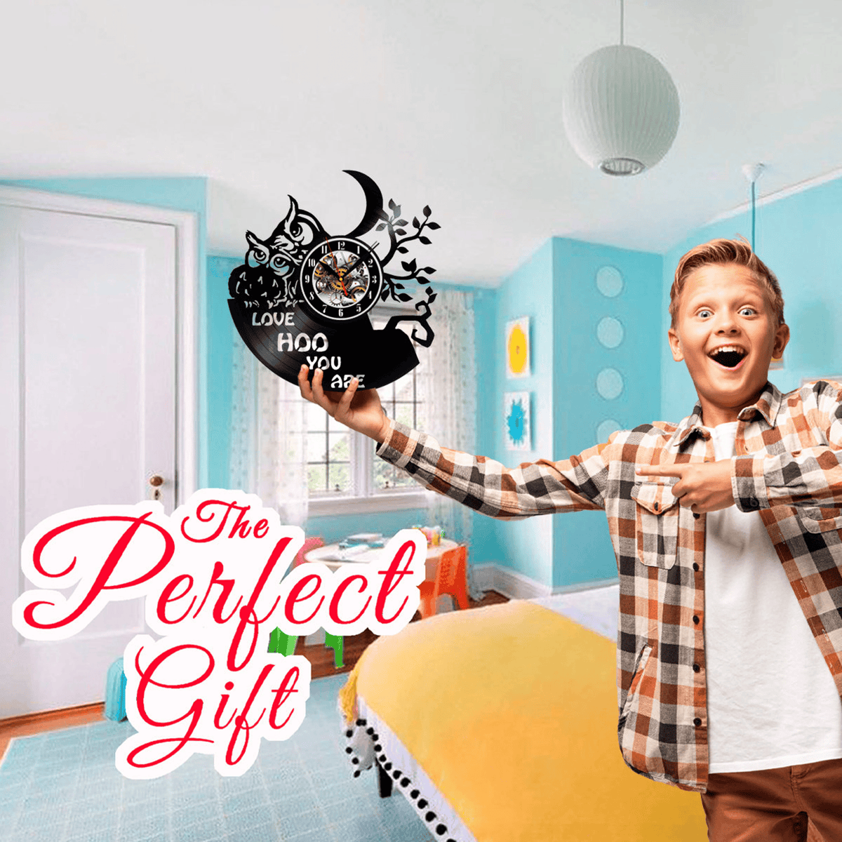 Owl Love Vinyl Record Wall Clock Gifts For Him Her Kids Decor For Home Bedroom Bathroom Kitchen Art Surprise Ideas For Best Friends