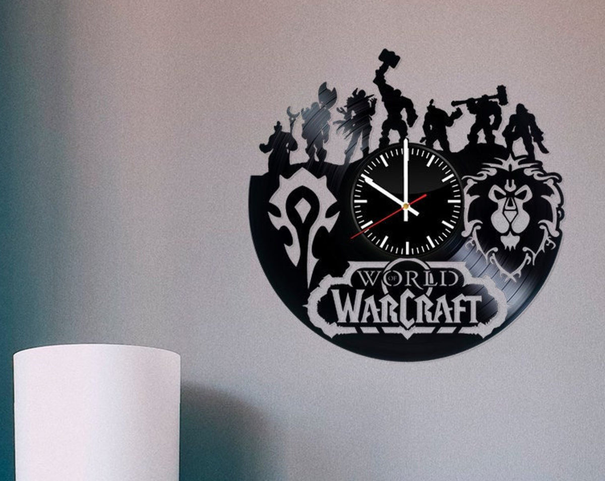 Warcraft Art Fan , Made From Real Vinyl Record, Wall Clock , Action Video Game Work Clock, Birthday Gift Idea For Gamers, New Year Gift