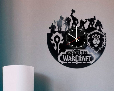 Warcraft Art Fan , Made From Real Vinyl Record, Wall Clock , Action Video Game Work Clock, Birthday Gift Idea For Gamers, New Year Gift