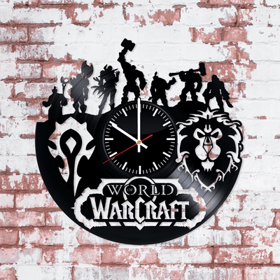 Warcraft Art Fan , Made From Real Vinyl Record, Wall Clock , Action Video Game Work Clock, Birthday Gift Idea For Gamers, New Year Gift