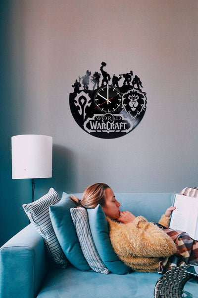 Warcraft Art Fan , Made From Real Vinyl Record, Wall Clock , Action Video Game Work Clock, Birthday Gift Idea For Gamers, New Year Gift
