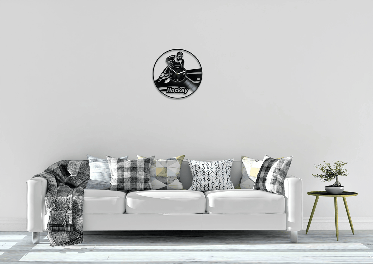 Hockey Sport Vinyl Record Wall Clock Vintage Room Decor Unique Gift For Hockey Player Handmade Art