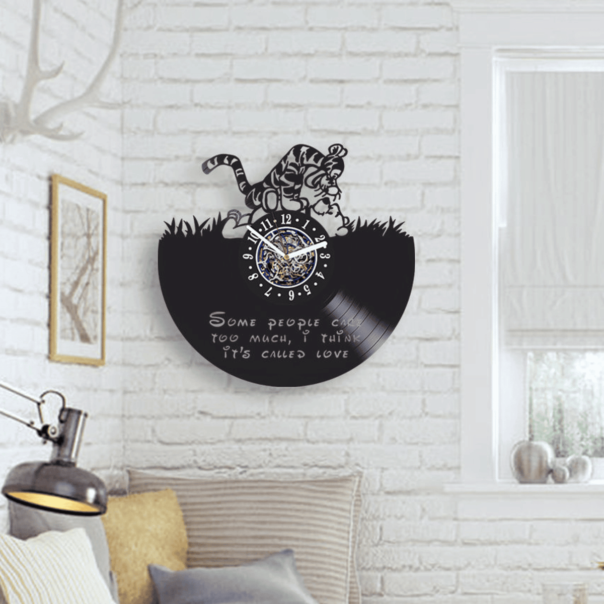 Winnie The Pooh Tiger Vinyl Record Clock, Kids Room Decor, Quotes Wall Art, Birthday Gift Idea For Son, Vintage Handmade Clock