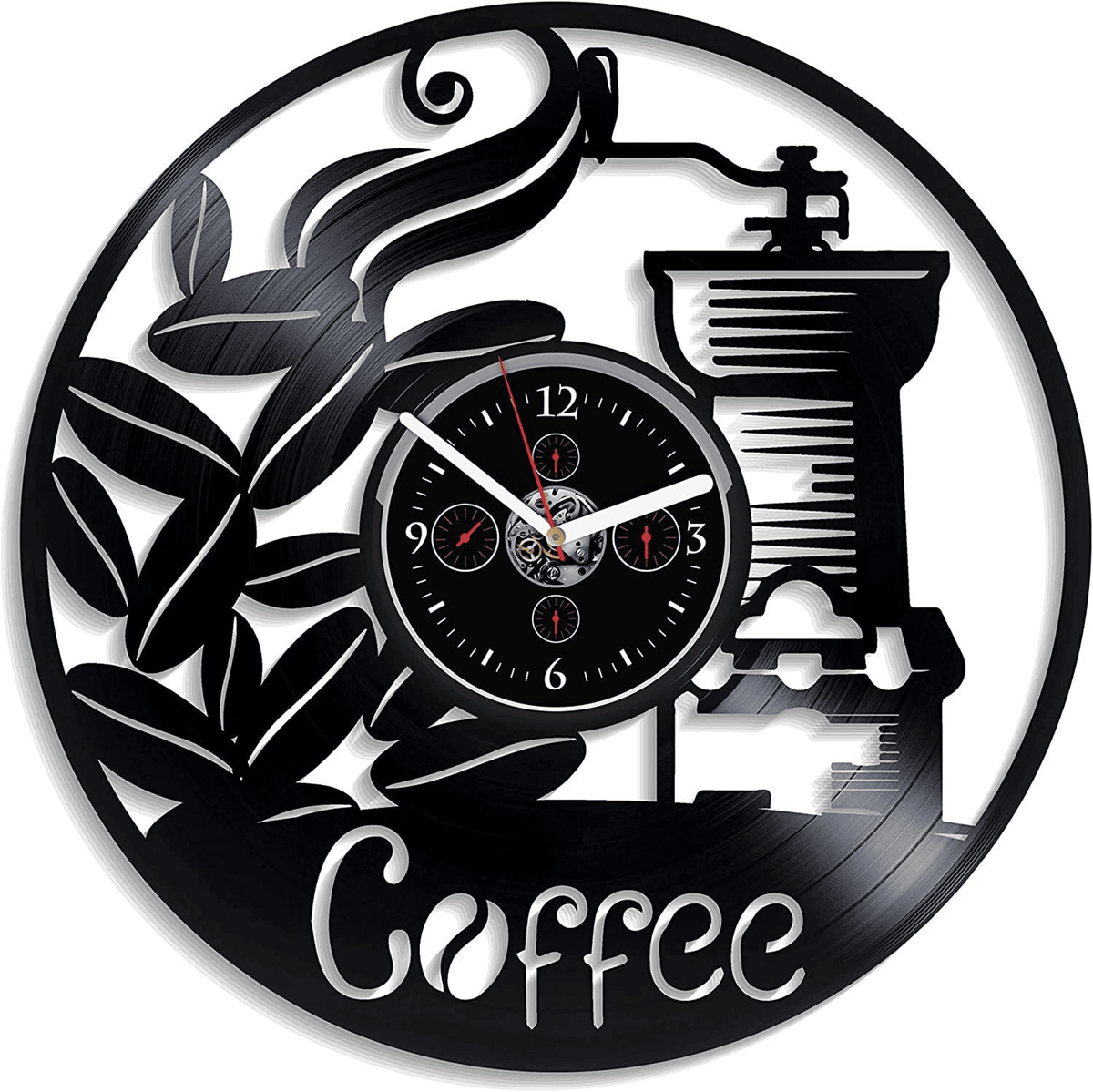 Coffee Vinyl Record Clock Gift For Coworker Modern Decor For Kitchen New Home Gift For Family Dinning Room Decor Coffee Lover Gift