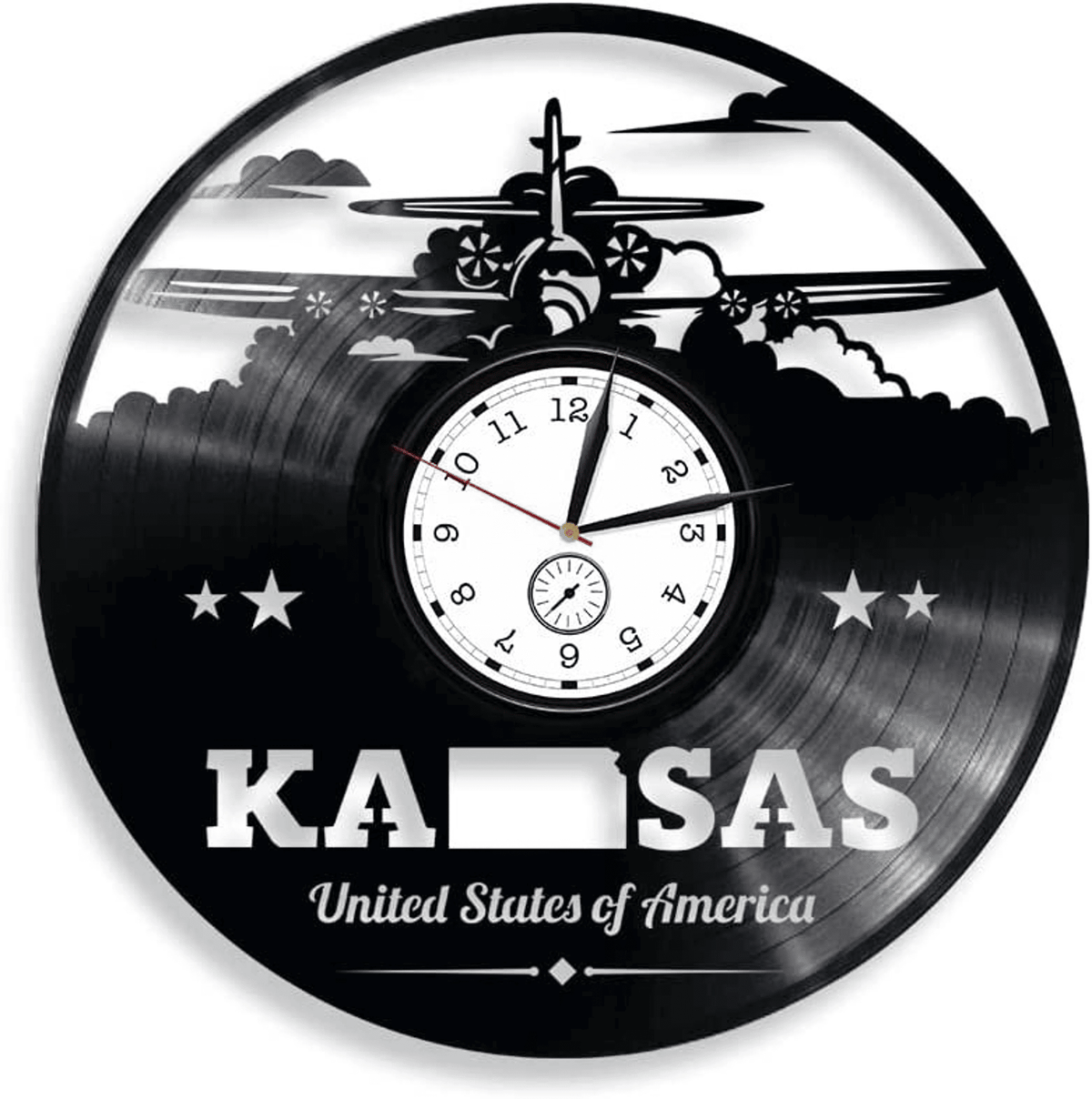 Kansas Vinyl Record Lp Clock States Wall Art Moving Gift For Friend Contemporary Wall Decor For Apartment New Home Gift Ideas